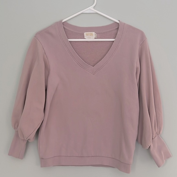 Women’s Nation LTD Neva V Neck Sweatshirt in Flirt Pink Size XS - Picture 3 of 6